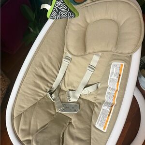 Beige Baby Rocker Seat with Safety Harness - Kids Learning Toy